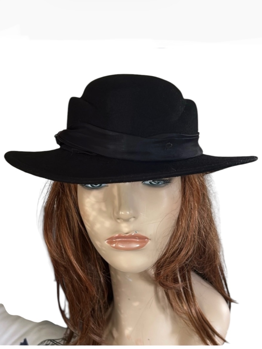 Vintage Black Molded Wool Hat